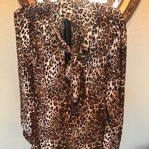 WHBM Leopard Pussy Bow Blouse 14